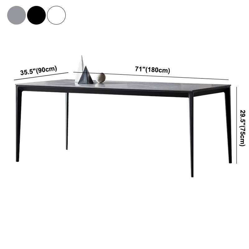 Industrial Style Sintered Stone Dining Table Aviation Aluminum Base Rectangle Table for Home Clearhalo ' dining_table' 'Dining Tables & Seating' 'Dining Tables' 'Furniture' 'furniture_dining_table' 'Kitchen & Dining Furniture' 'kitchen&dining_furn' 'kitchen' 'kitchen_dining_table' 3901826