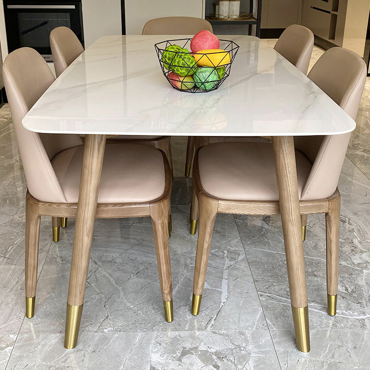 Solid Wood Contemporary Rectangular Table Sintered Stone Top Dining Table with 4 Legs Clearhalo ' dining_table' 'Dining Tables & Seating' 'Dining Tables' 'furn' 'furn_dining_table' 'Furniture' 'furniture_dining_table' 'Kitchen & Dining Furniture' 'kitchen&dining_furn' 'kitchen' 'kitchen_dining_table' 3901828
