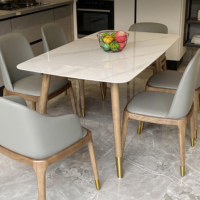 Solid Wood Contemporary Rectangular Table Sintered Stone Top Dining Table with 4 Legs Clearhalo ' dining_table' 'Dining Tables & Seating' 'Dining Tables' 'furn' 'furn_dining_table' 'Furniture' 'furniture_dining_table' 'Kitchen & Dining Furniture' 'kitchen&dining_furn' 'kitchen' 'kitchen_dining_table' 3901829