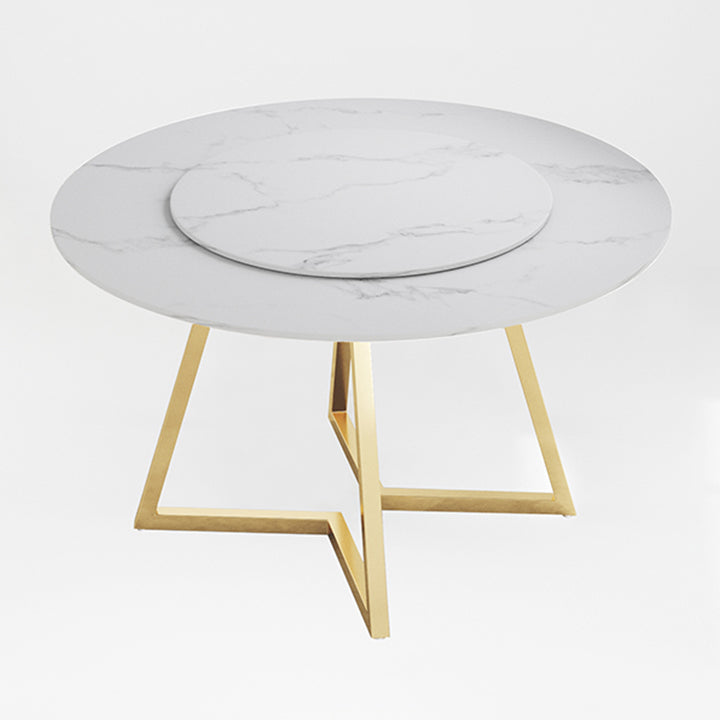Traditional Luxury Round Double Pedestal Home Furniture Stone Dining Table White Lazy Susan Clearhalo ' dining_table' 'Dining Tables & Seating' 'Dining Tables' 'furn' 'furn_dining_table' 'Furniture' 'furniture_dining_table' 'Kitchen & Dining Furniture' 'kitchen&dining_furn' 'kitchen' 'kitchen_dining_table' 3901847