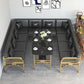 Industrial Sintered Stone Dinner Room Kitchen Table Black Table with Gold Frame Clearhalo ' dining_table' 'Dining Tables & Seating' 'Dining Tables' 'furn' 'furn_dining_table' 'Furniture' 'furniture_dining_table' 'Kitchen & Dining Furniture' 'kitchen&dining_furn' 'kitchen' 'kitchen_dining_table' 3901877