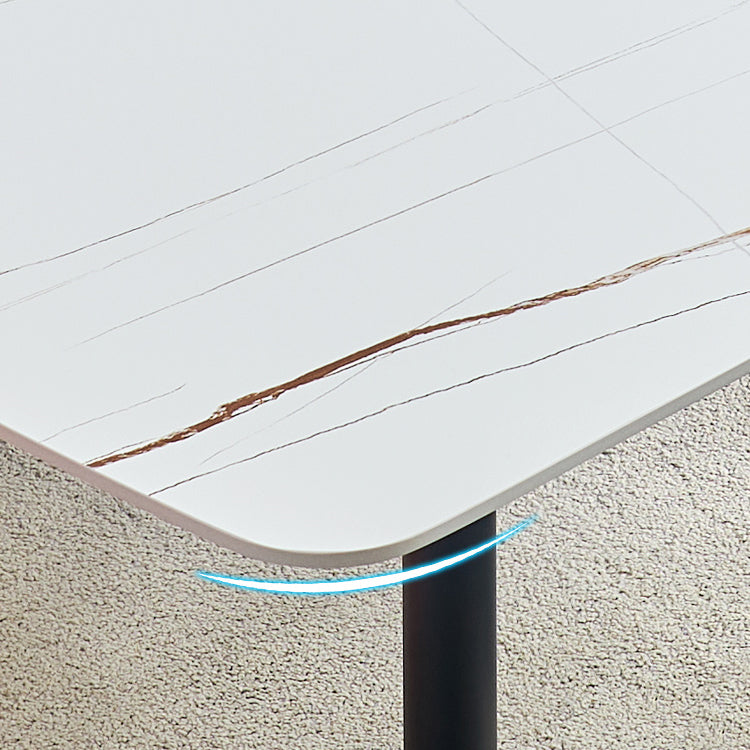 Simplicity Style Home Sintered Stone Dining Table Carbon Steel Base Rectangle Table Clearhalo ' dining_table' 'Dining Tables & Seating' 'Dining Tables' 'furn' 'furn_dining_table' 'Furniture' 'furniture_dining_table' 'Kitchen & Dining Furniture' 'kitchen&dining_furn' 'kitchen' 'kitchen_dining_table' 3901901