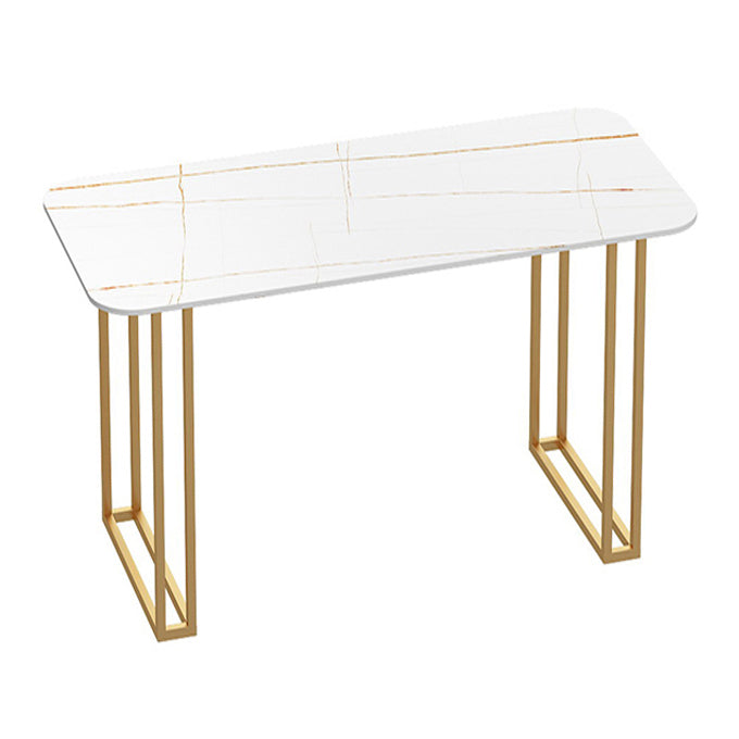 Traditional Luxury Dining Table White Sintered Stone Table with Metal Base for Dining Room Gold 55.1"L x 23.6"W x 29.5"H Without Chairs Clearhalo ' dining_table' 'Dining Tables & Seating' 'Dining Tables' 'furn' 'furn_dining_table' 'Furniture' 'furniture_dining_table' 'Kitchen & Dining Furniture' 'kitchen&dining_furn' 'kitchen' 'kitchen_dining_table' 3901950