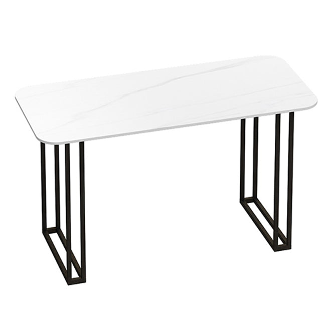 Traditional Luxury Dining Table White Sintered Stone Table with Metal Base for Dining Room Black 55.1"L x 23.6"W x 29.5"H Without Chairs Clearhalo ' dining_table' 'Dining Tables & Seating' 'Dining Tables' 'furn' 'furn_dining_table' 'Furniture' 'furniture_dining_table' 'Kitchen & Dining Furniture' 'kitchen&dining_furn' 'kitchen' 'kitchen_dining_table' 3901951
