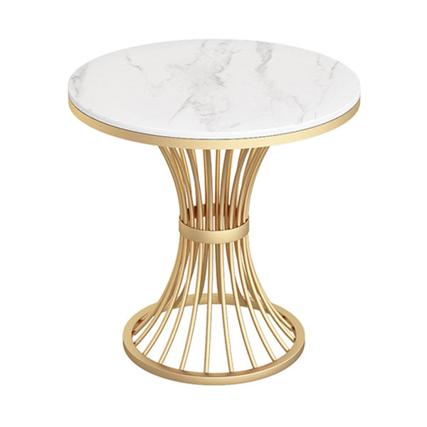 Traditional Luxury Dining Table White Sintered Stone Table with Metal Base for Dining Room Gold 23.6"L x 23.6"W x 29.5"H Without Chairs Clearhalo ' dining_table' 'Dining Tables & Seating' 'Dining Tables' 'furn' 'furn_dining_table' 'Furniture' 'furniture_dining_table' 'Kitchen & Dining Furniture' 'kitchen&dining_furn' 'kitchen' 'kitchen_dining_table' 3901952