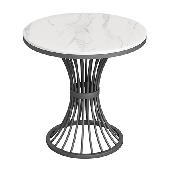 Traditional Luxury Dining Table White Sintered Stone Table with Metal Base for Dining Room Black 23.6"L x 23.6"W x 29.5"H Without Chairs Clearhalo ' dining_table' 'Dining Tables & Seating' 'Dining Tables' 'furn' 'furn_dining_table' 'Furniture' 'furniture_dining_table' 'Kitchen & Dining Furniture' 'kitchen&dining_furn' 'kitchen' 'kitchen_dining_table' 3901953