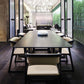 Rectangle Black Dining Table Wooden Table Industrial with Double Pedestal Clearhalo ' dining_table' 'Dining Tables & Seating' 'Dining Tables' 'furn' 'furn_dining_table' 'Furniture' 'furniture_dining_table' 'Kitchen & Dining Furniture' 'kitchen&dining_furn' 'kitchen' 'kitchen_dining_table' 3901961