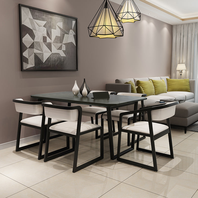 Rectangle Black Dining Table Wooden Table Industrial with Double Pedestal Clearhalo ' dining_table' 'Dining Tables & Seating' 'Dining Tables' 'furn' 'furn_dining_table' 'Furniture' 'furniture_dining_table' 'Kitchen & Dining Furniture' 'kitchen&dining_furn' 'kitchen' 'kitchen_dining_table' 3901962