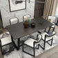Rectangle Black Dining Table Wooden Table Industrial with Double Pedestal Clearhalo ' dining_table' 'Dining Tables & Seating' 'Dining Tables' 'furn' 'furn_dining_table' 'Furniture' 'furniture_dining_table' 'Kitchen & Dining Furniture' 'kitchen&dining_furn' 'kitchen' 'kitchen_dining_table' 3901963