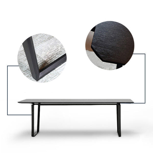 Rectangle Black Dining Table Wooden Table Industrial with Double Pedestal Clearhalo ' dining_table' 'Dining Tables & Seating' 'Dining Tables' 'furn' 'furn_dining_table' 'Furniture' 'furniture_dining_table' 'Kitchen & Dining Furniture' 'kitchen&dining_furn' 'kitchen' 'kitchen_dining_table' 3901966