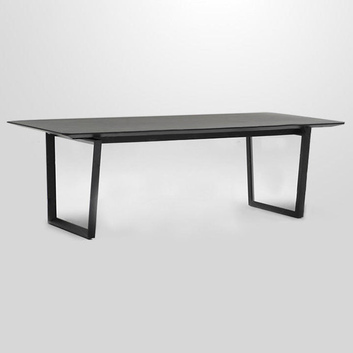Rectangle Black Dining Table Wooden Table Industrial with Double Pedestal Clearhalo ' dining_table' 'Dining Tables & Seating' 'Dining Tables' 'furn' 'furn_dining_table' 'Furniture' 'furniture_dining_table' 'Kitchen & Dining Furniture' 'kitchen&dining_furn' 'kitchen' 'kitchen_dining_table' 3901967