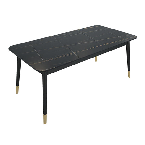 Traditional Luxury Rectangle Dining Table Sintered Stone Table with 4 Black Legs Black Without Chairs Clearhalo ' dining_table' 'Dining Tables & Seating' 'Dining Tables' 'furn' 'furn_dining_table' 'Furniture' 'furniture_dining_table' 'Kitchen & Dining Furniture' 'kitchen&dining_furn' 'kitchen' 'kitchen_dining_table' 3902000