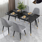 Traditional Luxury Rectangle Dining Table Sintered Stone Table with 4 Black Legs Clearhalo ' dining_table' 'Dining Tables & Seating' 'Dining Tables' 'furn' 'furn_dining_table' 'Furniture' 'furniture_dining_table' 'Kitchen & Dining Furniture' 'kitchen&dining_furn' 'kitchen' 'kitchen_dining_table' 3902004