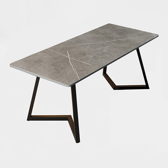Double Pedestal Dining Table Industrial Style Stone Dining Room Collection for Indoor Gray Without Chairs Clearhalo ' dining_table' 'Dining Tables & Seating' 'Dining Tables' 'furn' 'furn_dining_table' 'Furniture' 'furniture_dining_table' 'Kitchen & Dining Furniture' 'kitchen&dining_furn' 'kitchen' 'kitchen_dining_table' 3902013