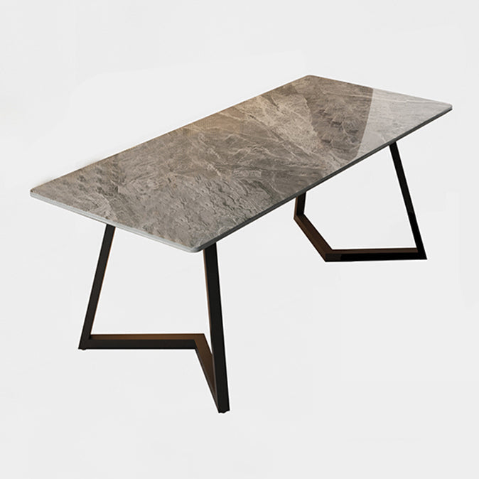 Double Pedestal Dining Table Industrial Style Stone Dining Room Collection for Indoor Brown Without Chairs Clearhalo ' dining_table' 'Dining Tables & Seating' 'Dining Tables' 'furn' 'furn_dining_table' 'Furniture' 'furniture_dining_table' 'Kitchen & Dining Furniture' 'kitchen&dining_furn' 'kitchen' 'kitchen_dining_table' 3902014