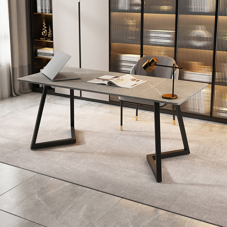 Double Pedestal Dining Table Industrial Style Stone Dining Room Collection for Indoor Clearhalo ' dining_table' 'Dining Tables & Seating' 'Dining Tables' 'furn' 'furn_dining_table' 'Furniture' 'furniture_dining_table' 'Kitchen & Dining Furniture' 'kitchen&dining_furn' 'kitchen' 'kitchen_dining_table' 3902015