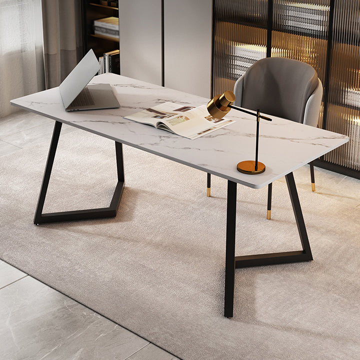 Double Pedestal Dining Table Industrial Style Stone Dining Room Collection for Indoor Clearhalo ' dining_table' 'Dining Tables & Seating' 'Dining Tables' 'furn' 'furn_dining_table' 'Furniture' 'furniture_dining_table' 'Kitchen & Dining Furniture' 'kitchen&dining_furn' 'kitchen' 'kitchen_dining_table' 3902016