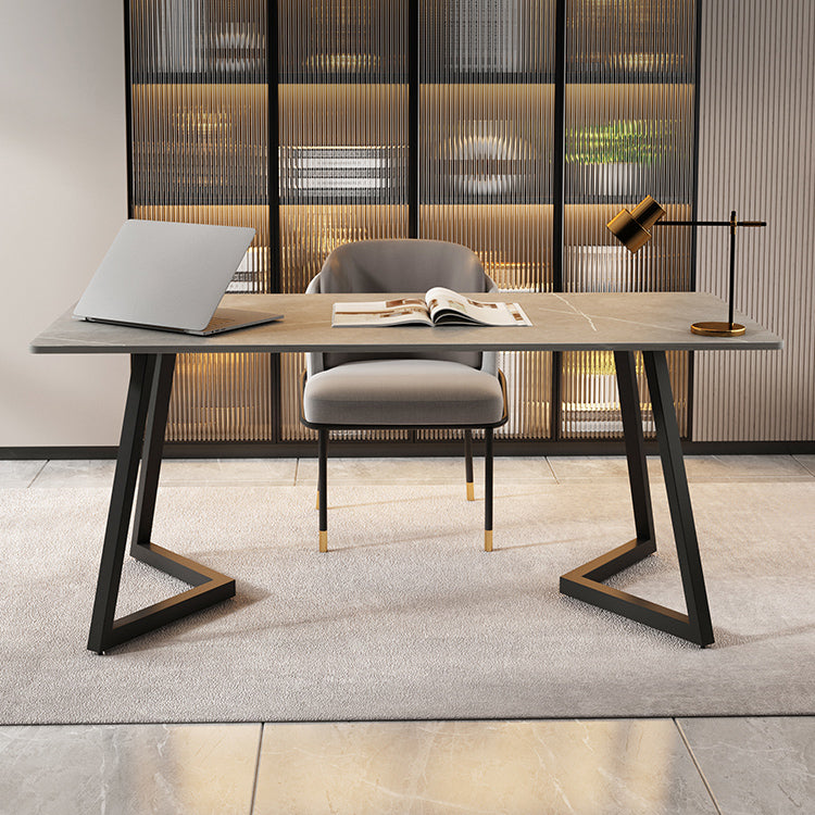 Double Pedestal Dining Table Industrial Style Stone Dining Room Collection for Indoor Clearhalo ' dining_table' 'Dining Tables & Seating' 'Dining Tables' 'furn' 'furn_dining_table' 'Furniture' 'furniture_dining_table' 'Kitchen & Dining Furniture' 'kitchen&dining_furn' 'kitchen' 'kitchen_dining_table' 3902017