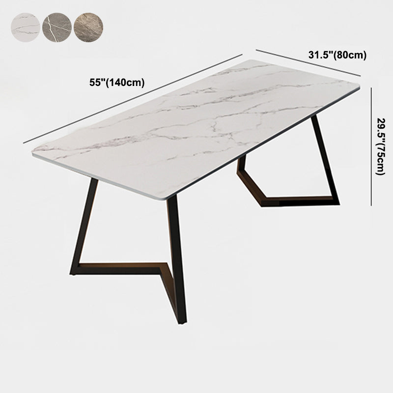 Double Pedestal Dining Table Industrial Style Stone Dining Room Collection for Indoor Clearhalo ' dining_table' 'Dining Tables & Seating' 'Dining Tables' 'furn' 'furn_dining_table' 'Furniture' 'furniture_dining_table' 'Kitchen & Dining Furniture' 'kitchen&dining_furn' 'kitchen' 'kitchen_dining_table' 3902026