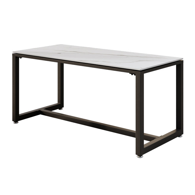Modern Style White Dining Table Sintered Stone Table with Black Frame for Dining Room Without Chairs Clearhalo ' dining_table' 'Dining Tables & Seating' 'Dining Tables' 'furn' 'furn_dining_table' 'Furniture' 'furniture_dining_table' 'Kitchen & Dining Furniture' 'kitchen&dining_furn' 'kitchen' 'kitchen_dining_table' 3902032