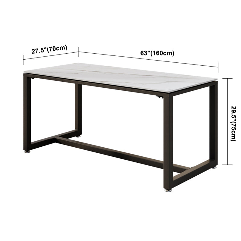Modern Style White Dining Table Sintered Stone Table with Black Frame for Dining Room Clearhalo ' dining_table' 'Dining Tables & Seating' 'Dining Tables' 'furn' 'furn_dining_table' 'Furniture' 'furniture_dining_table' 'Kitchen & Dining Furniture' 'kitchen&dining_furn' 'kitchen' 'kitchen_dining_table' 3902041