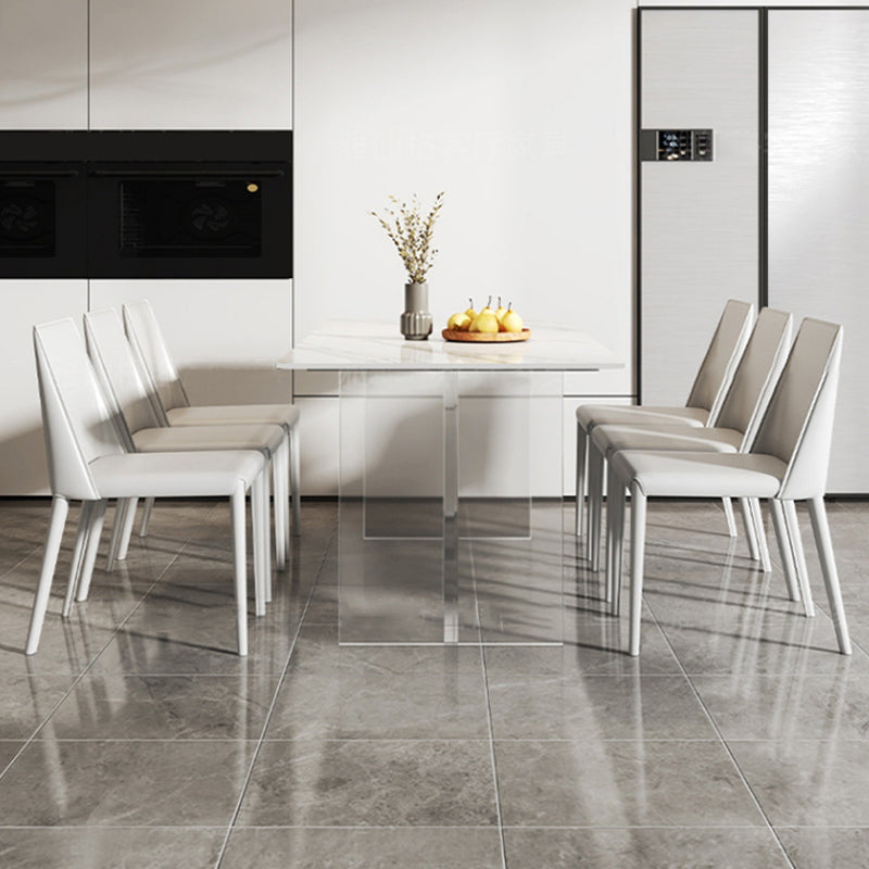 Acrylic Contemporary Rectangular Dining Table Sintered Stone Table with Acrylic base Clearhalo ' dining_table' 'Dining Tables & Seating' 'Dining Tables' 'furn' 'furn_dining_table' 'Furniture' 'furniture_dining_table' 'Kitchen & Dining Furniture' 'kitchen&dining_furn' 'kitchen' 'kitchen_dining_table' 3902046