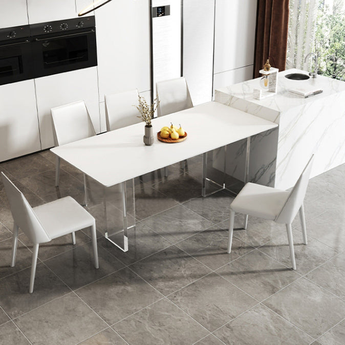 Acrylic Contemporary Rectangular Dining Table Sintered Stone Table with Acrylic base Clearhalo ' dining_table' 'Dining Tables & Seating' 'Dining Tables' 'furn' 'furn_dining_table' 'Furniture' 'furniture_dining_table' 'Kitchen & Dining Furniture' 'kitchen&dining_furn' 'kitchen' 'kitchen_dining_table' 3902052