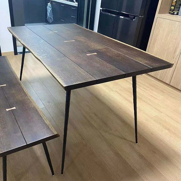 4-foot Oak Solid Wood Industrial Rectangle Dining Table for Dining Room Brown Without Chairs Clearhalo ' dining_table' 'Dining Tables & Seating' 'Dining Tables' 'furn' 'furn_dining_table' 'Furniture' 'furniture_dining_table' 'Kitchen & Dining Furniture' 'kitchen&dining_furn' 'kitchen' 'kitchen_dining_table' 3902068