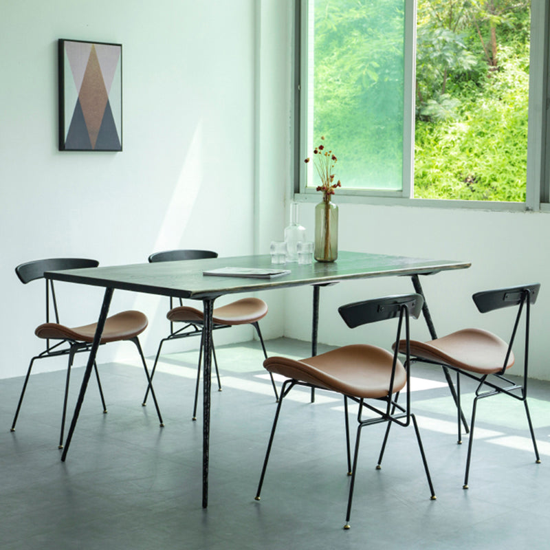 4-foot Oak Solid Wood Industrial Rectangle Dining Table for Dining Room Clearhalo ' dining_table' 'Dining Tables & Seating' 'Dining Tables' 'furn' 'furn_dining_table' 'Furniture' 'furniture_dining_table' 'Kitchen & Dining Furniture' 'kitchen&dining_furn' 'kitchen' 'kitchen_dining_table' 3902069