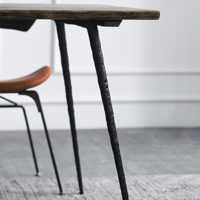 4-foot Oak Solid Wood Industrial Rectangle Dining Table for Dining Room Clearhalo ' dining_table' 'Dining Tables & Seating' 'Dining Tables' 'furn' 'furn_dining_table' 'Furniture' 'furniture_dining_table' 'Kitchen & Dining Furniture' 'kitchen&dining_furn' 'kitchen' 'kitchen_dining_table' 3902074