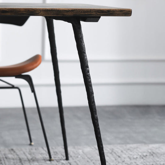 4-foot Oak Solid Wood Industrial Rectangle Dining Table for Dining Room Clearhalo ' dining_table' 'Dining Tables & Seating' 'Dining Tables' 'furn' 'furn_dining_table' 'Furniture' 'furniture_dining_table' 'Kitchen & Dining Furniture' 'kitchen&dining_furn' 'kitchen' 'kitchen_dining_table' 3902074