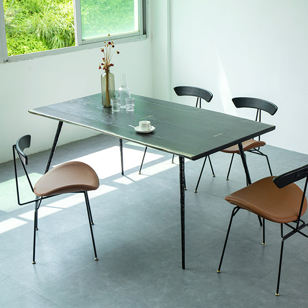 4-foot Oak Solid Wood Industrial Rectangle Dining Table for Dining Room Clearhalo ' dining_table' 'Dining Tables & Seating' 'Dining Tables' 'furn' 'furn_dining_table' 'Furniture' 'furniture_dining_table' 'Kitchen & Dining Furniture' 'kitchen&dining_furn' 'kitchen' 'kitchen_dining_table' 3902078