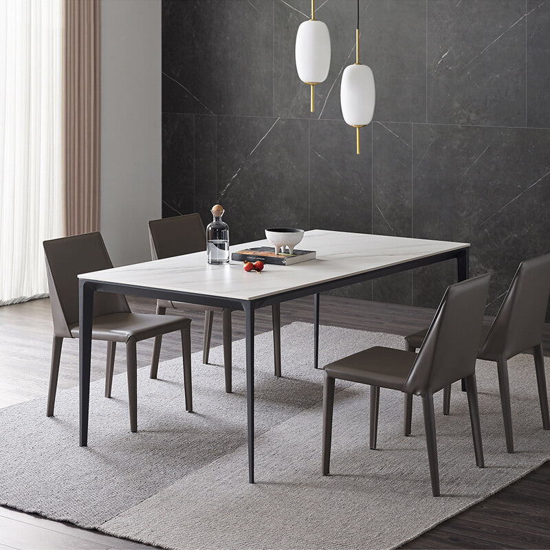 Industrial Style Sintered Stone Dining Table Rectangle Shape Table with 4 Legs Base Clearhalo ' dining_table' 'Dining Tables & Seating' 'Dining Tables' 'Furniture' 'furniture_dining_table' 'Kitchen & Dining Furniture' 'kitchen&dining_furn' 'kitchen' 'kitchen_dining_table' 3902084