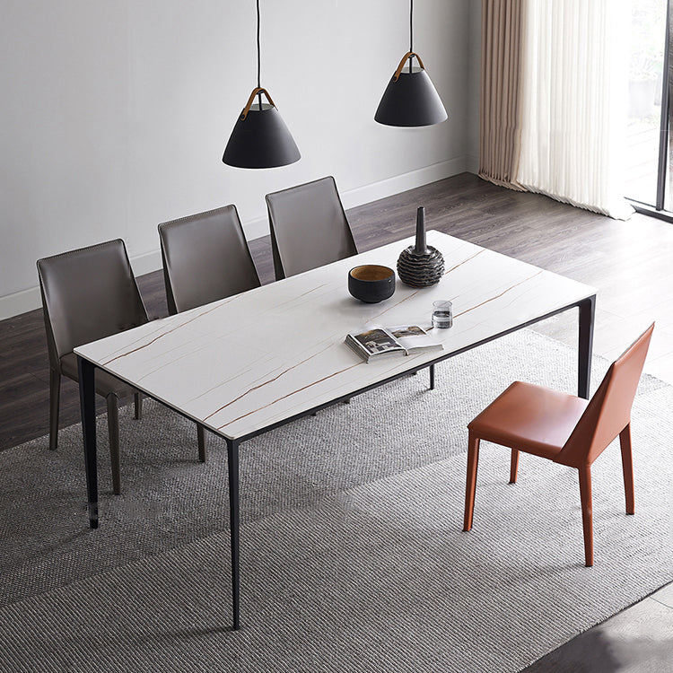 Industrial Style Sintered Stone Dining Table Rectangle Shape Table with 4 Legs Base Clearhalo ' dining_table' 'Dining Tables & Seating' 'Dining Tables' 'Furniture' 'furniture_dining_table' 'Kitchen & Dining Furniture' 'kitchen&dining_furn' 'kitchen' 'kitchen_dining_table' 3902086