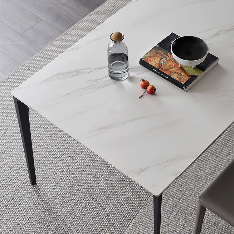 Industrial Style Sintered Stone Dining Table Rectangle Shape Table with 4 Legs Base Clearhalo ' dining_table' 'Dining Tables & Seating' 'Dining Tables' 'Furniture' 'furniture_dining_table' 'Kitchen & Dining Furniture' 'kitchen&dining_furn' 'kitchen' 'kitchen_dining_table' 3902089