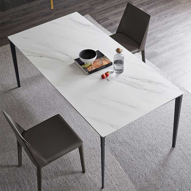 Industrial Style Sintered Stone Dining Table Rectangle Shape Table with 4 Legs Base Clearhalo ' dining_table' 'Dining Tables & Seating' 'Dining Tables' 'Furniture' 'furniture_dining_table' 'Kitchen & Dining Furniture' 'kitchen&dining_furn' 'kitchen' 'kitchen_dining_table' 3902092