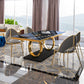 Traditional Luxury Rectangle Dining Table Sintered Stone Table with Trestle Base Clearhalo ' dining_table' 'Dining Tables & Seating' 'Dining Tables' 'furn' 'furn_dining_table' 'Furniture' 'furniture_dining_table' 'Kitchen & Dining Furniture' 'kitchen&dining_furn' 'kitchen' 'kitchen_dining_table' 3902099