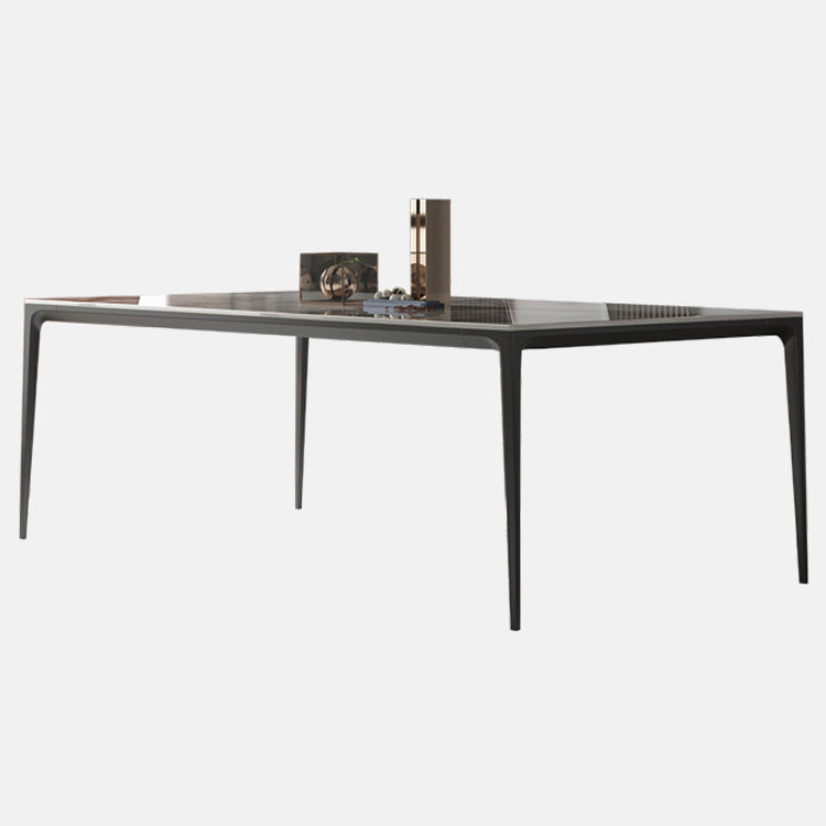 Industrial Style Home Sintered Stone Dining Table 4 Legs Base Rectangle Table Gray Without Chairs Clearhalo ' dining_table' 'Dining Tables & Seating' 'Dining Tables' 'furn' 'furn_dining_table' 'Furniture' 'furniture_dining_table' 'Kitchen & Dining Furniture' 'kitchen&dining_furn' 'kitchen' 'kitchen_dining_table' 3902112