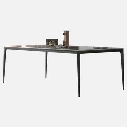 Industrial Style Home Sintered Stone Dining Table 4 Legs Base Rectangle Table Gray Without Chairs Clearhalo ' dining_table' 'Dining Tables & Seating' 'Dining Tables' 'furn' 'furn_dining_table' 'Furniture' 'furniture_dining_table' 'Kitchen & Dining Furniture' 'kitchen&dining_furn' 'kitchen' 'kitchen_dining_table' 3902112