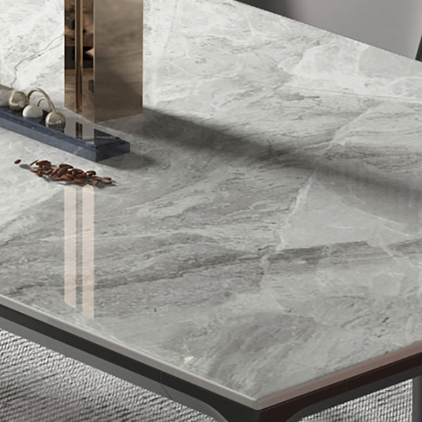 Industrial Style Home Sintered Stone Dining Table 4 Legs Base Rectangle Table Clearhalo ' dining_table' 'Dining Tables & Seating' 'Dining Tables' 'furn' 'furn_dining_table' 'Furniture' 'furniture_dining_table' 'Kitchen & Dining Furniture' 'kitchen&dining_furn' 'kitchen' 'kitchen_dining_table' 3902114