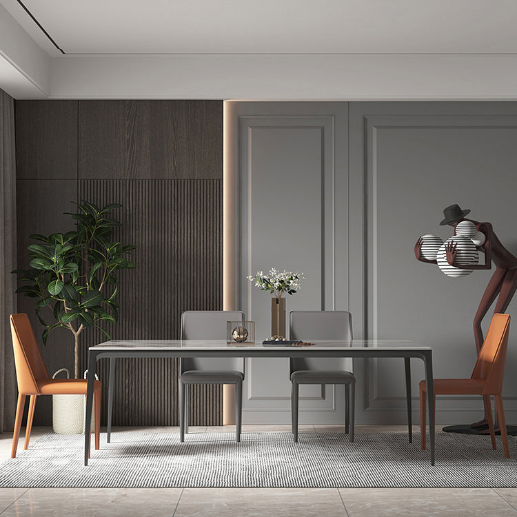 Industrial Style Home Sintered Stone Dining Table 4 Legs Base Rectangle Table Clearhalo ' dining_table' 'Dining Tables & Seating' 'Dining Tables' 'furn' 'furn_dining_table' 'Furniture' 'furniture_dining_table' 'Kitchen & Dining Furniture' 'kitchen&dining_furn' 'kitchen' 'kitchen_dining_table' 3902115