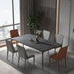 Industrial Style Home Sintered Stone Dining Table 4 Legs Base Rectangle Table Black Without Chairs Clearhalo ' dining_table' 'Dining Tables & Seating' 'Dining Tables' 'furn' 'furn_dining_table' 'Furniture' 'furniture_dining_table' 'Kitchen & Dining Furniture' 'kitchen&dining_furn' 'kitchen' 'kitchen_dining_table' 3902118