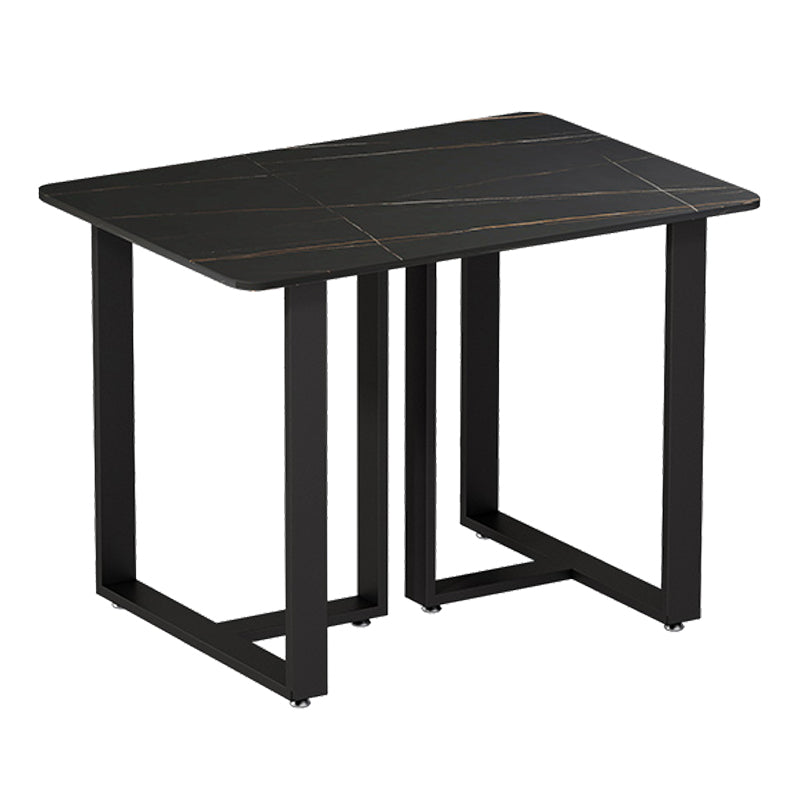 Double Pedestal Home Furniture Industrial Style Stone Dining Room Collection 23.6"L x 23.6"W x 29.5"H Without Chairs Clearhalo ' dining_table' 'Dining Tables & Seating' 'Dining Tables' 'furn' 'furn_dining_table' 'Furniture' 'furniture_dining_table' 'Kitchen & Dining Furniture' 'kitchen&dining_furn' 'kitchen' 'kitchen_dining_table' 3902126