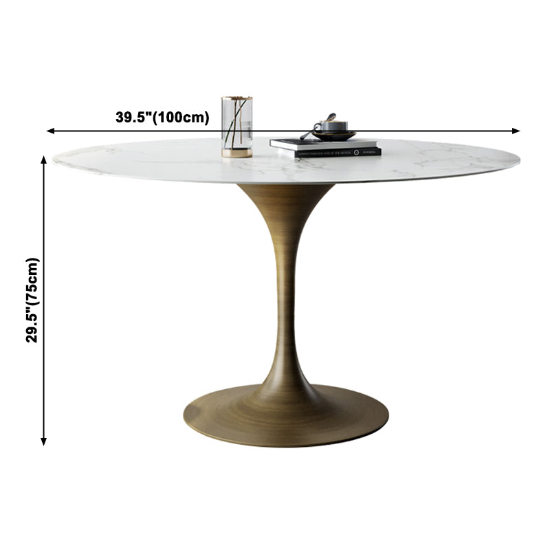 Traditional Luxury Tulip Base Furniture Round Stone Dining Table for Home Clearhalo ' dining_table' 'Dining Tables & Seating' 'Dining Tables' 'furn' 'furn_dining_table' 'Furniture' 'furniture_dining_table' 'Kitchen & Dining Furniture' 'kitchen&dining_furn' 'kitchen' 'kitchen_dining_table' 3902162