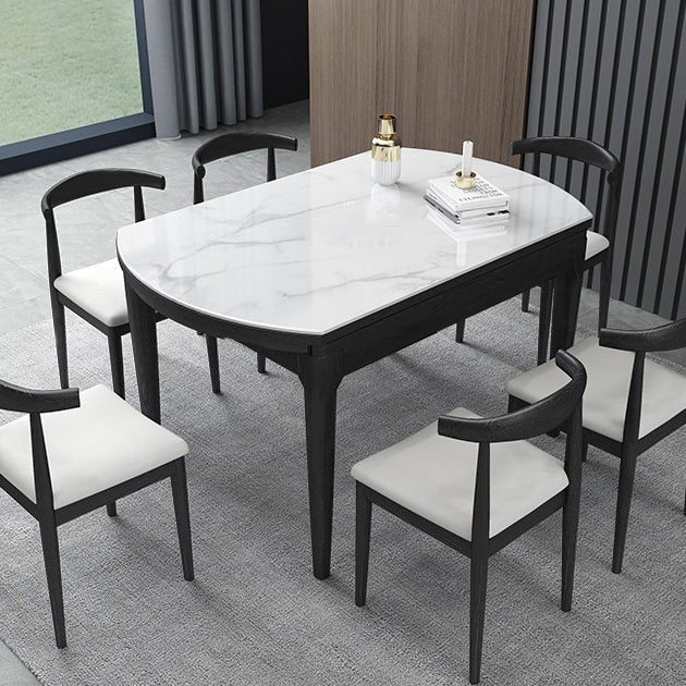 Contemporary Style 53'' Dining Table 4 Legs Dining Site Table with Drop-Leaf Clearhalo ' dining_table' 'Dining Tables & Seating' 'Dining Tables' 'furn' 'furn_dining_table' 'Furniture' 'furniture_dining_table' 'Kitchen & Dining Furniture' 'kitchen&dining_furn' 'kitchen' 'kitchen_dining_table' 3902168