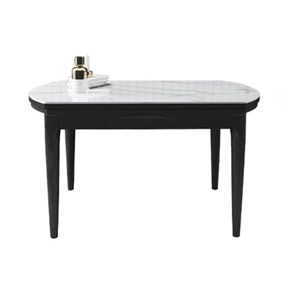Contemporary Style 53'' Dining Table 4 Legs Dining Site Table with Drop-Leaf Glass Without Chairs Clearhalo ' dining_table' 'Dining Tables & Seating' 'Dining Tables' 'furn' 'furn_dining_table' 'Furniture' 'furniture_dining_table' 'Kitchen & Dining Furniture' 'kitchen&dining_furn' 'kitchen' 'kitchen_dining_table' 3902171