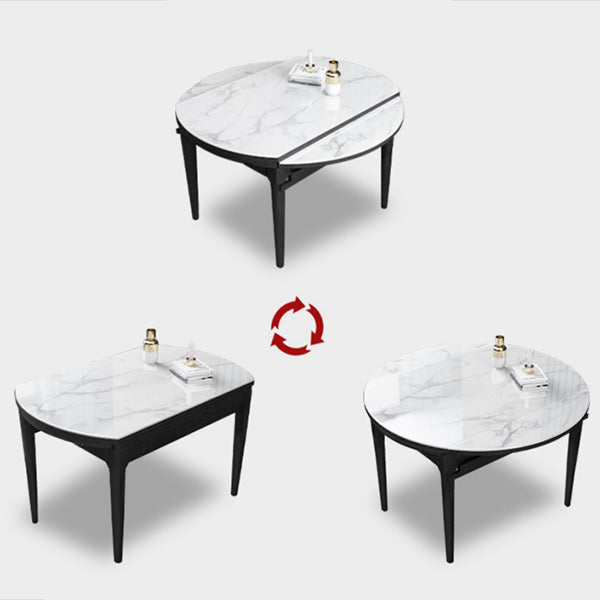 Contemporary Style 53'' Dining Table 4 Legs Dining Site Table with Drop-Leaf Clearhalo ' dining_table' 'Dining Tables & Seating' 'Dining Tables' 'furn' 'furn_dining_table' 'Furniture' 'furniture_dining_table' 'Kitchen & Dining Furniture' 'kitchen&dining_furn' 'kitchen' 'kitchen_dining_table' 3902172