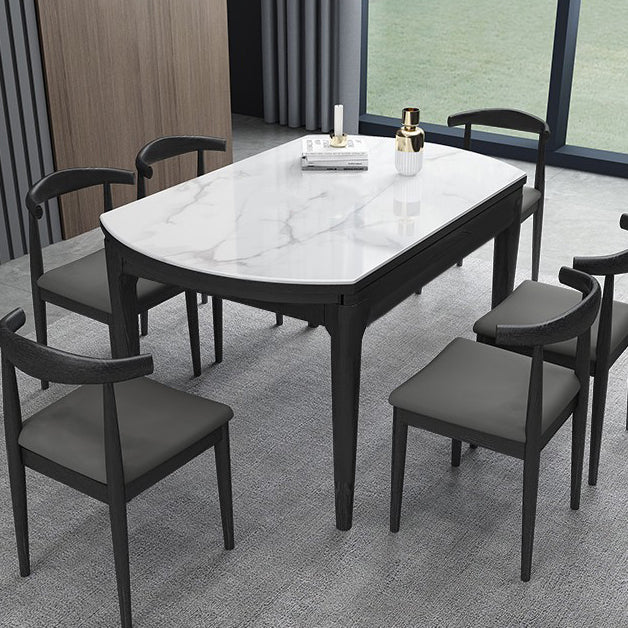 Contemporary Style 53'' Dining Table 4 Legs Dining Site Table with Drop-Leaf Clearhalo ' dining_table' 'Dining Tables & Seating' 'Dining Tables' 'furn' 'furn_dining_table' 'Furniture' 'furniture_dining_table' 'Kitchen & Dining Furniture' 'kitchen&dining_furn' 'kitchen' 'kitchen_dining_table' 3902178