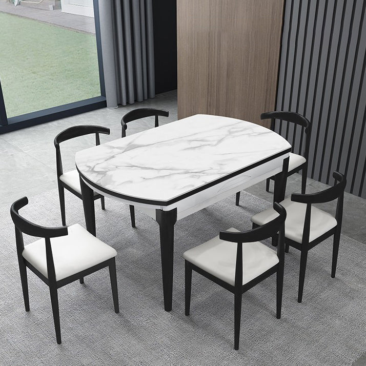 Contemporary Style 53'' Dining Table 4 Legs Dining Site Table with Drop-Leaf Clearhalo ' dining_table' 'Dining Tables & Seating' 'Dining Tables' 'furn' 'furn_dining_table' 'Furniture' 'furniture_dining_table' 'Kitchen & Dining Furniture' 'kitchen&dining_furn' 'kitchen' 'kitchen_dining_table' 3902181