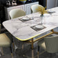 Marble White Tone Dining Table Glam Style Trestle Base Table for Dining Room Clearhalo ' dining_table' 'Dining Tables & Seating' 'Dining Tables' 'furn' 'furn_dining_table' 'Furniture' 'furniture_dining_table' 'Kitchen & Dining Furniture' 'kitchen&dining_furn' 'kitchen' 'kitchen_dining_table' 3902189